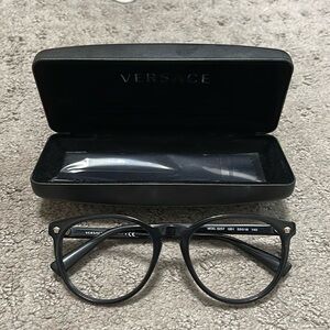 Versace Black and Gold Eyeglass Case and frames